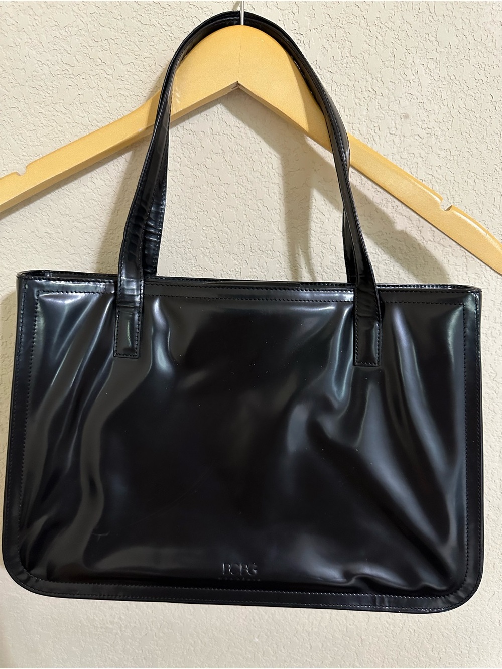 Black Patent Tote Bag - Sleek Everyday Shoulder Bag